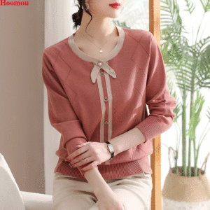 Fall Spring Korean Women Colorblock Sweater Pullover Knitted Tops Shirts Blouse
